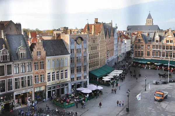 Birds Eye View Main Square Brugge Belgium Taken City Tower — Stock Photo, Image