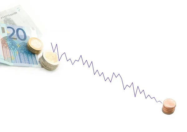 Money Symbolizing Euro Crisis Money Loses Its Value — Stock Photo, Image