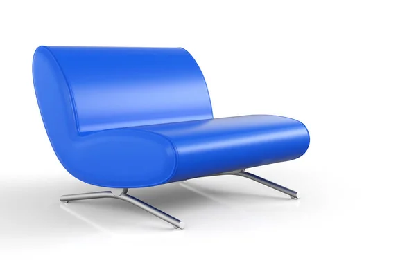 白い背景に隔離された青いソファの3Dレンダリング — ストック写真