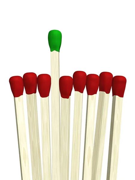 Concepto Matchstick Gana Verde — Foto de Stock