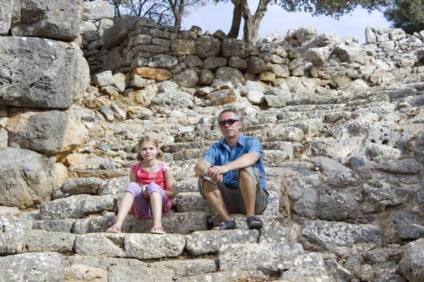 Turistas Las Ruinas Antigua Ciudad Lato Creta — Foto de Stock