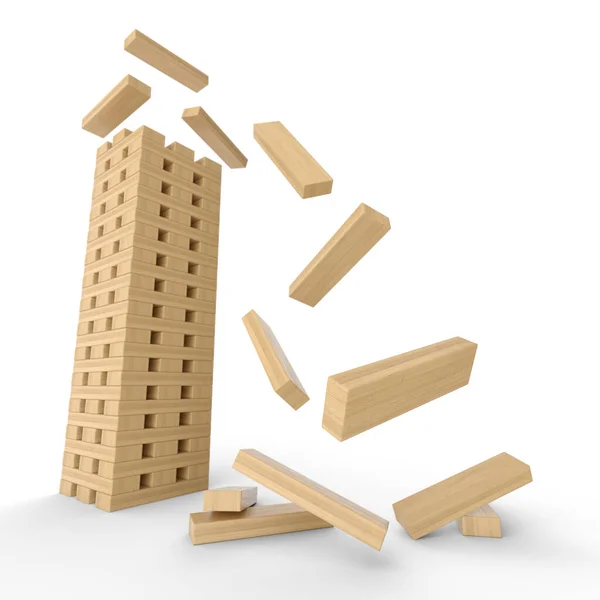 Wooden Tower Made Blocks Motion — Stock Photo, Image