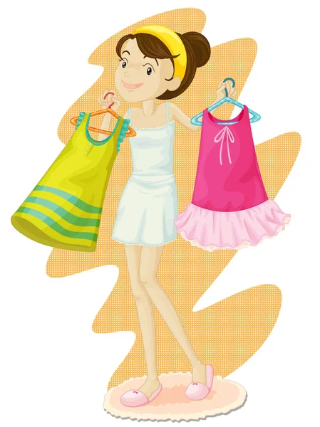 Illustration Girl Showing Dresses — Stock Photo, Image