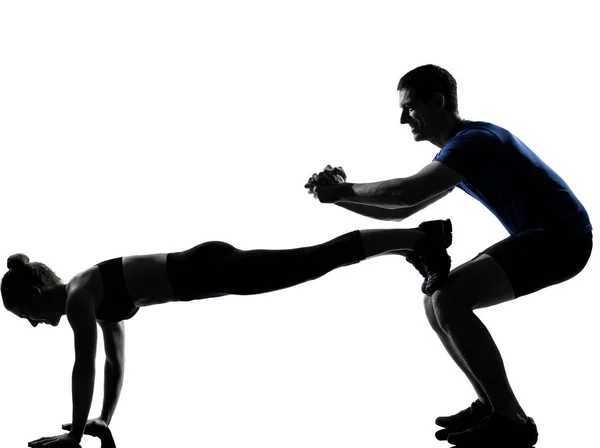 Couple Femme Homme Exercice Séance Entraînement Fitness Aérobic Posture Dans — Photo