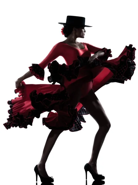 Kvinna Zigenare Flamenco Dansare Studio Isolerad Vit Bakgrund — Stockfoto