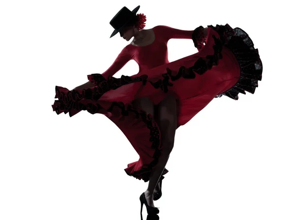 Kvinna Zigenare Flamenco Dansare Studio Isolerad Vit Bakgrund — Stockfoto