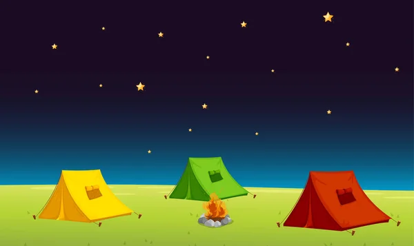 Illustration Eines Zelthauses Und Sterne Nachthimmel — Stockfoto