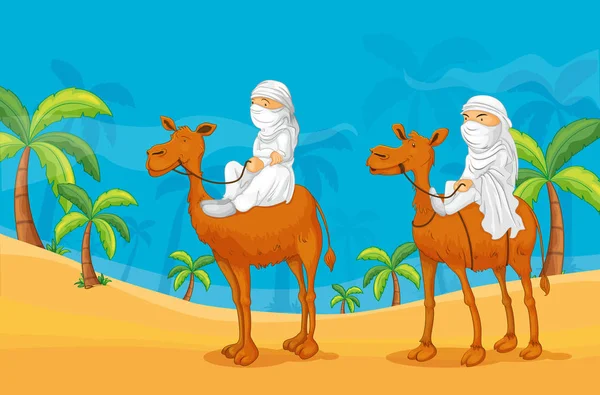 ラクダに乗ってアラビア人のイラスト — ストック写真