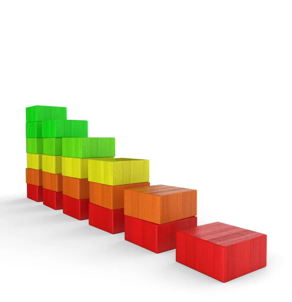 Nedåtgående Trend Byggstenar Färgglada Kvadrat — Stockfoto