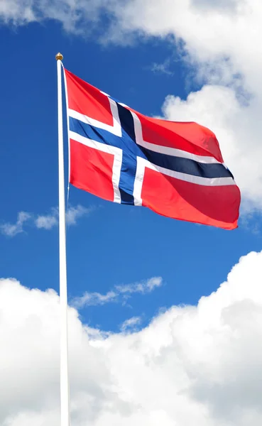 Прапор Норвегії Тлі Неба — стокове фото