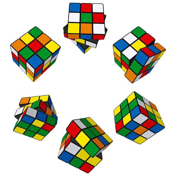 Conjunto Cubos Puzzle Isolado Sobre Fundo Branco Ilustração Vetorial — Fotografia de Stock
