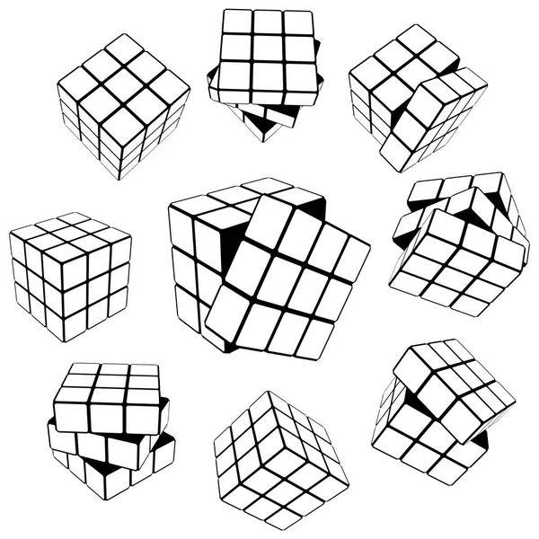 一组9个黑白方块 病媒图解 — 图库照片