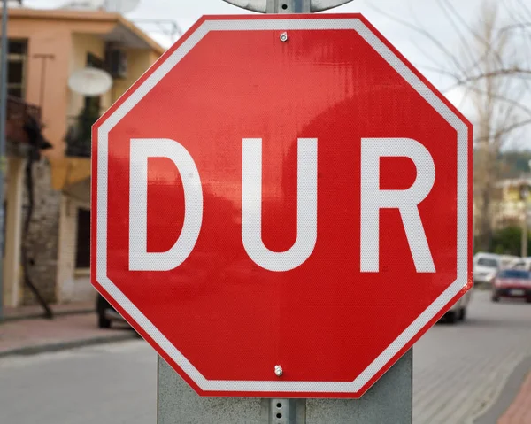 Close Stop Sign Turkish Language — Stock Photo, Image