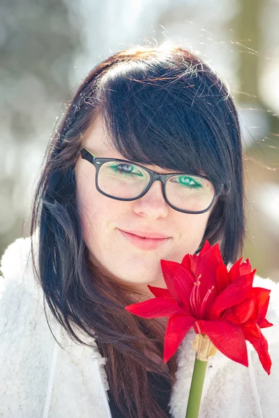 Retrato Mujer Nieve — Foto de Stock