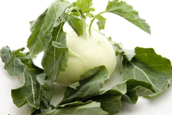 Kohlrabi Met Bladgroen — Stockfoto