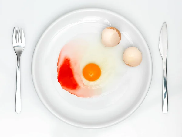 Çiğ Yumurta Ile Plaka — Stok fotoğraf