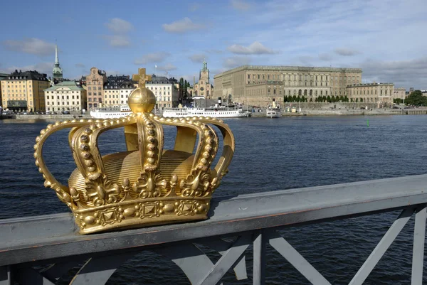 Gouden Kroon Skeppsholms Brug Stockholm Zweden — Stockfoto