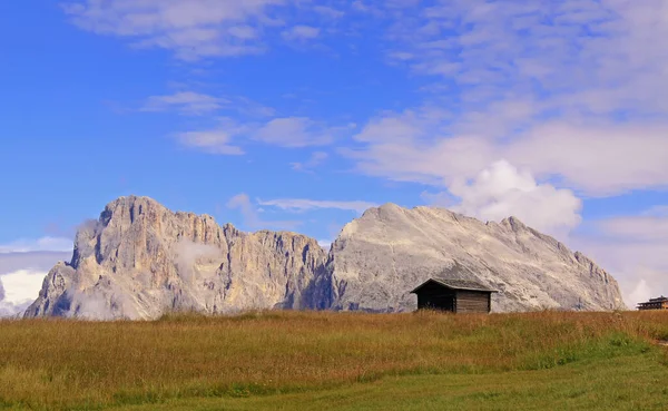 Langkofel Und Plattkofel Der Seiseralm — Stockfoto