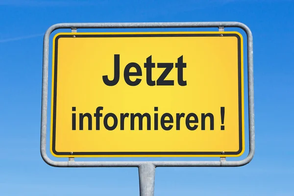 Sign Yellow Sky Word Welcome German — Stock Photo, Image