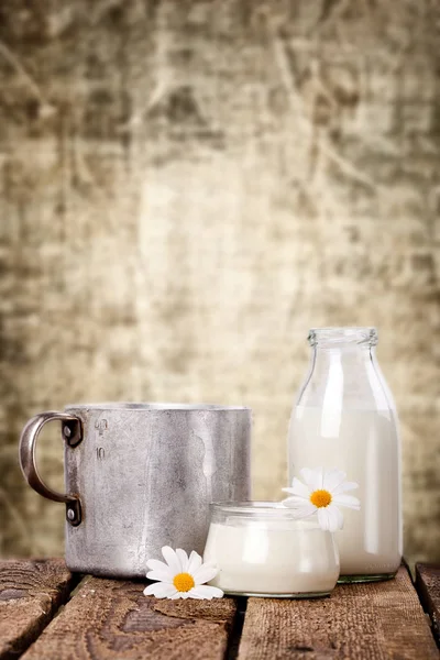 Lait Avec Fond Rustique — Photo