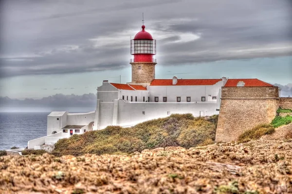 Lighthouse Sagres Portugal Hdr — Stock Photo, Image