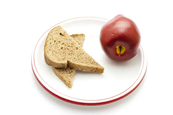 Rostat Bröd Med Plastäpple — Stockfoto