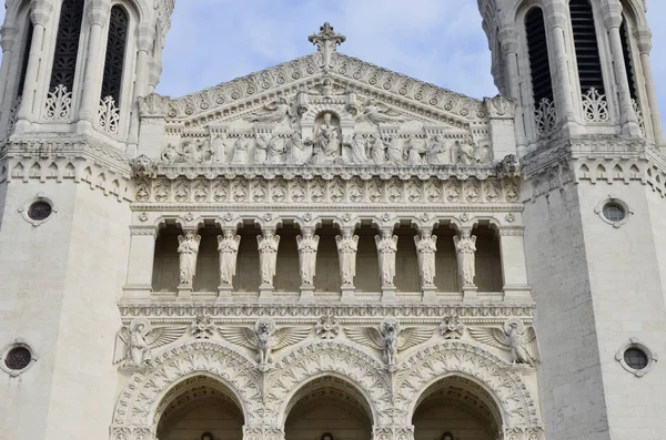 Fachada Basílica Notre Dame Lião — Fotografia de Stock