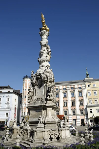 Svatý Trojúhelníkový Sloup Hlavním Náměstí Linz Horní Rakousko Rakousko — Stock fotografie