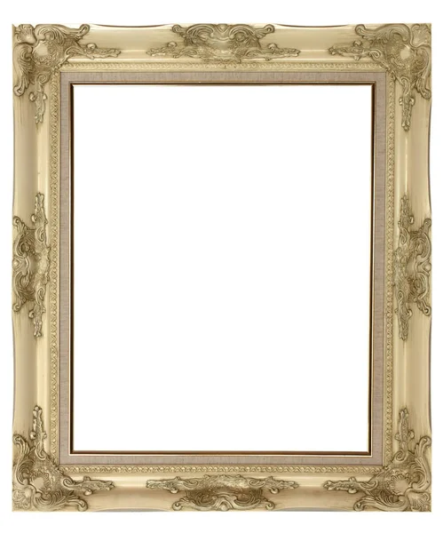 Gouden Frame Met Witte Achtergrond Rechthoekige Vorm — Stockfoto