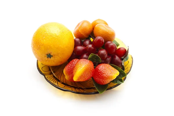 Plastic Fruit Glasplaat — Stockfoto