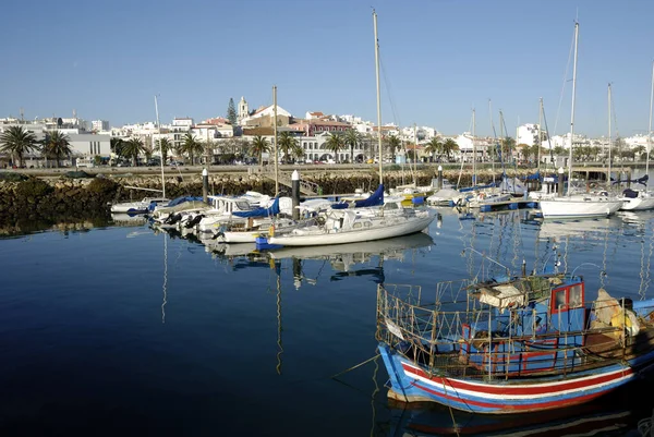 Hajók Kikötőben Lagos Algarve Portugál — Stock Fotó