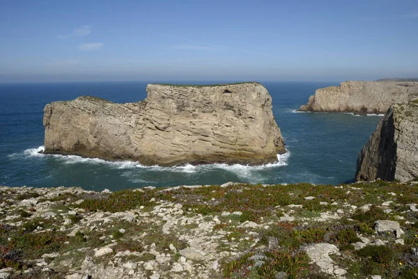 Wyspa Skalna Cabo Sao Vicente Sagres Algarve Portugal — Zdjęcie stockowe
