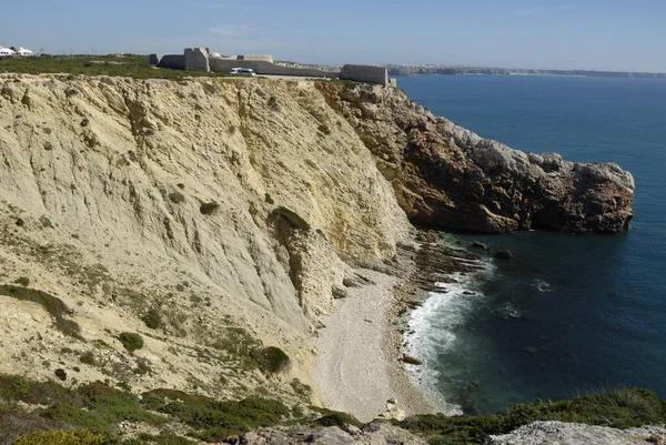 Kamienna Plaża Forte Beliche Sagres Algarve Portugal — Zdjęcie stockowe