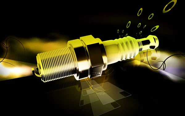 Digital Illustration Spark Plug Colour Background — 图库照片