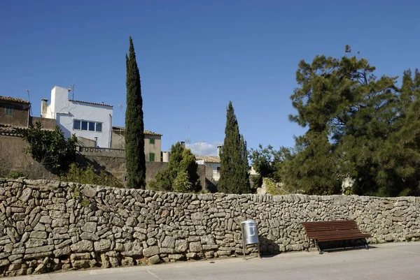 Muralla Piedra Natural Casco Antiguo Ciudad Alcudia Mallorca Dolor — Foto de Stock
