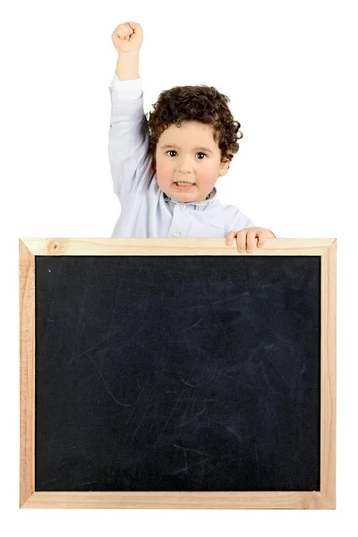 白いボードで隔離された黒の少年 ロイヤリティフリーのストック画像