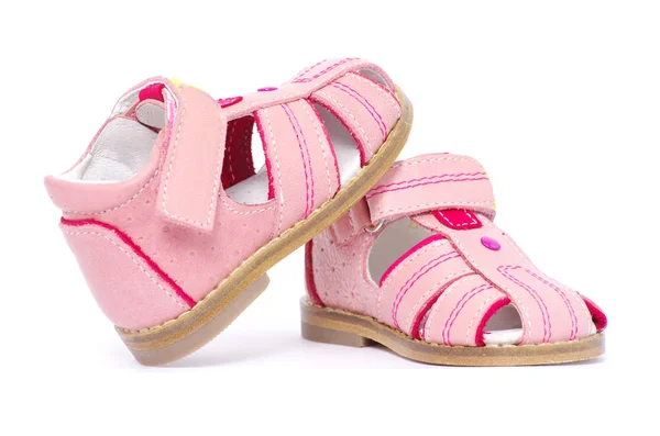 Rosa Barns Sandaler Isolerade Vitt — Stockfoto