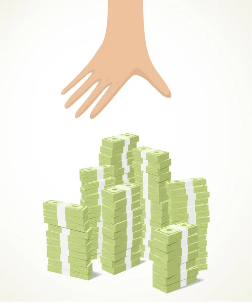 Eine Hand Die Versucht Stapel Von Banknoten Gelangen — Stockfoto