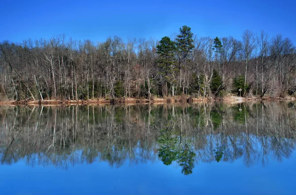 Lake Reflections Fall Foliage Feuillage Automne Coloré Jette Son Reflet — Photo
