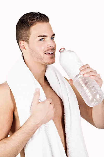 Beautiful Man Drinking Water Royalty Free Stock Photos