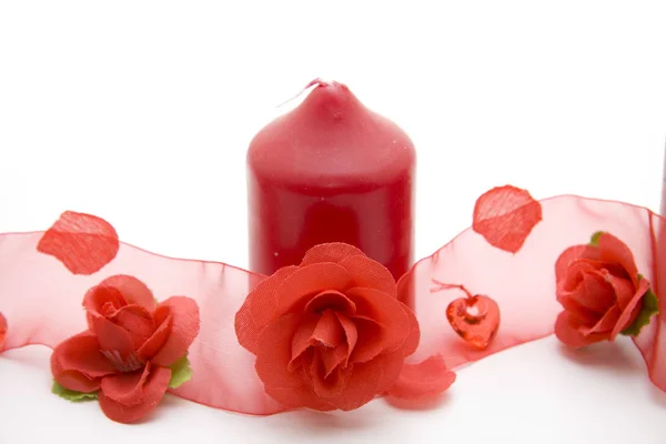 Свеча Розовой Лентой — стоковое фото