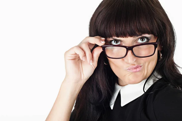 Mujer Hermosa Loca Usar Gafas — Foto de Stock