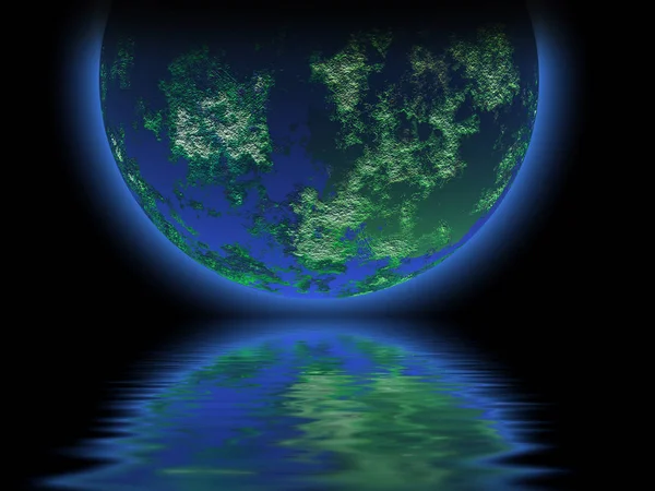 Planeta Tierra Con Luna Sol — Foto de Stock