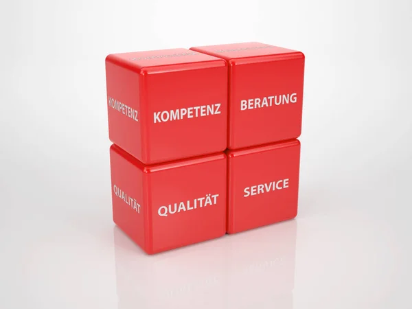 Red Customer Service Cubes Língua Alemã — Fotografia de Stock