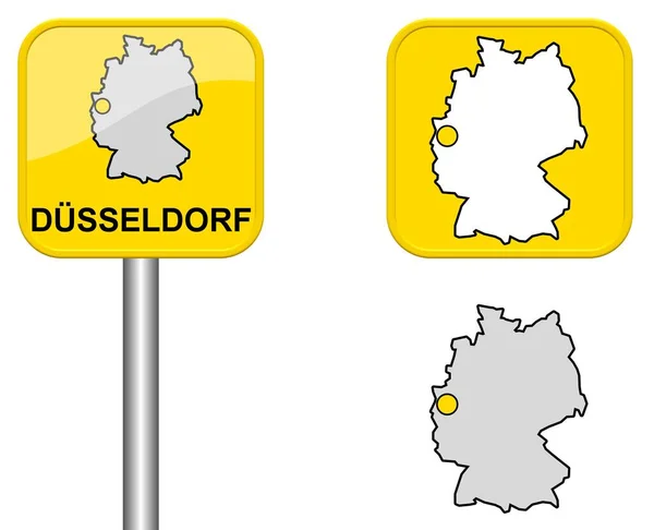 Signo Germany Mapa Botón Dusseldorf —  Fotos de Stock
