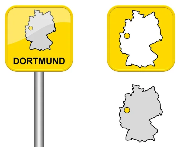 Signo Germany Mapa Botón Dortmund —  Fotos de Stock