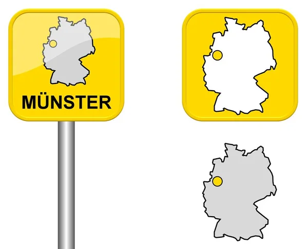 Značka Německá Mapa Tlačítko Munsteru — Stock fotografie