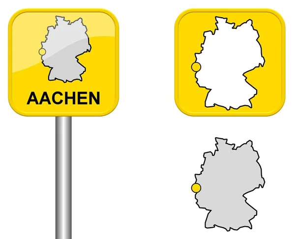 Sign Germany Map Button Aachen — Stock Photo, Image