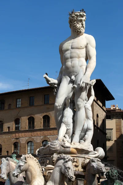 Πηγή Του Ποσειδώνα Στην Piazza Della Signoria Φλωρεντία — Φωτογραφία Αρχείου