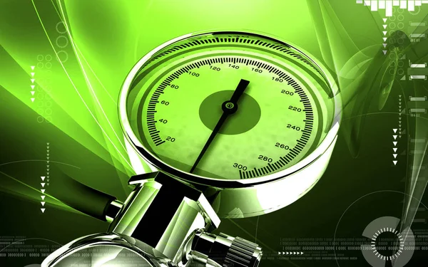 Digitale Darstellung Des Blutdruckmessers Farbigen Hintergrund — Stockfoto